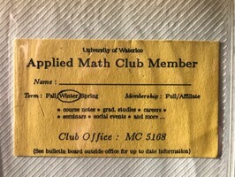 Applied Math Club membership card. Year unknown. Courtesy of Bruce Sutherland.