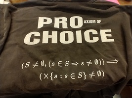 Pro (Axiom of) Choice shirt club merch. Courtesy of Sam Lisi.